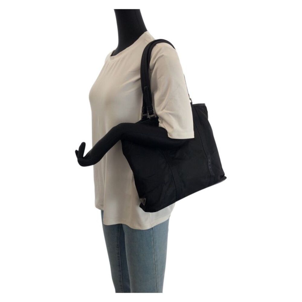 Prada Nylon Leather Black Tote Shoulder Bag - Picture 7 of 10